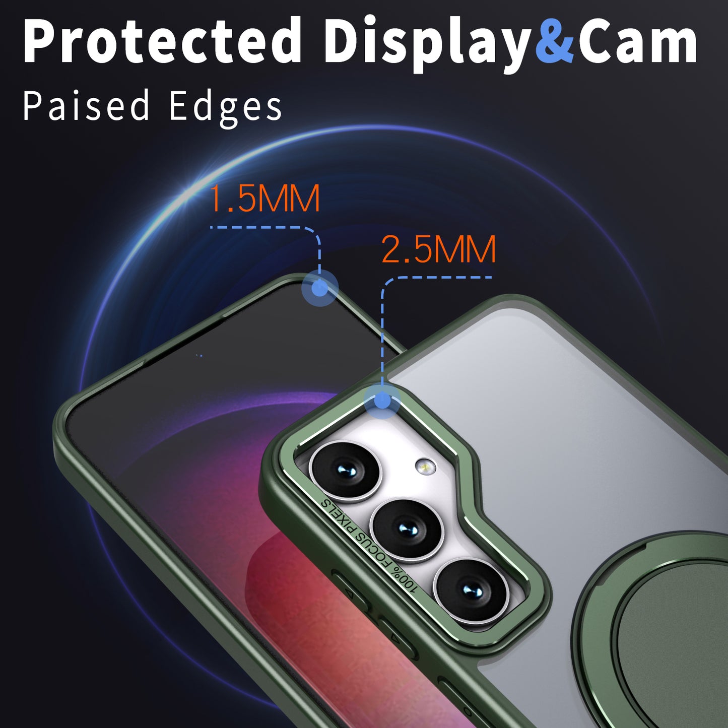 For Samsung Galaxy S24 Phone Case Ring Kickstand Magnetic Phone Cover - Green