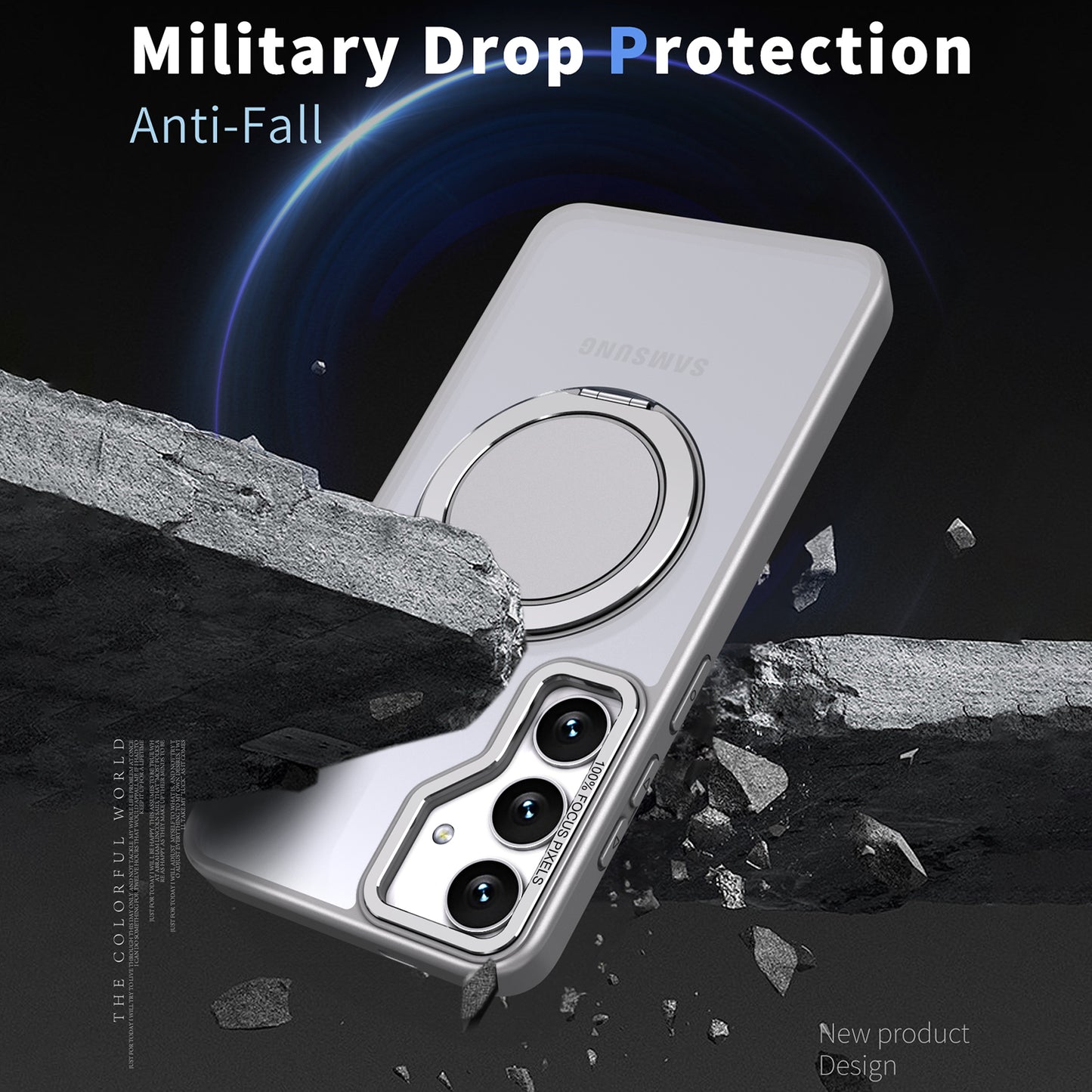 For Samsung Galaxy S24 Phone Case Ring Kickstand Magnetic Phone Cover - Titanium Grey