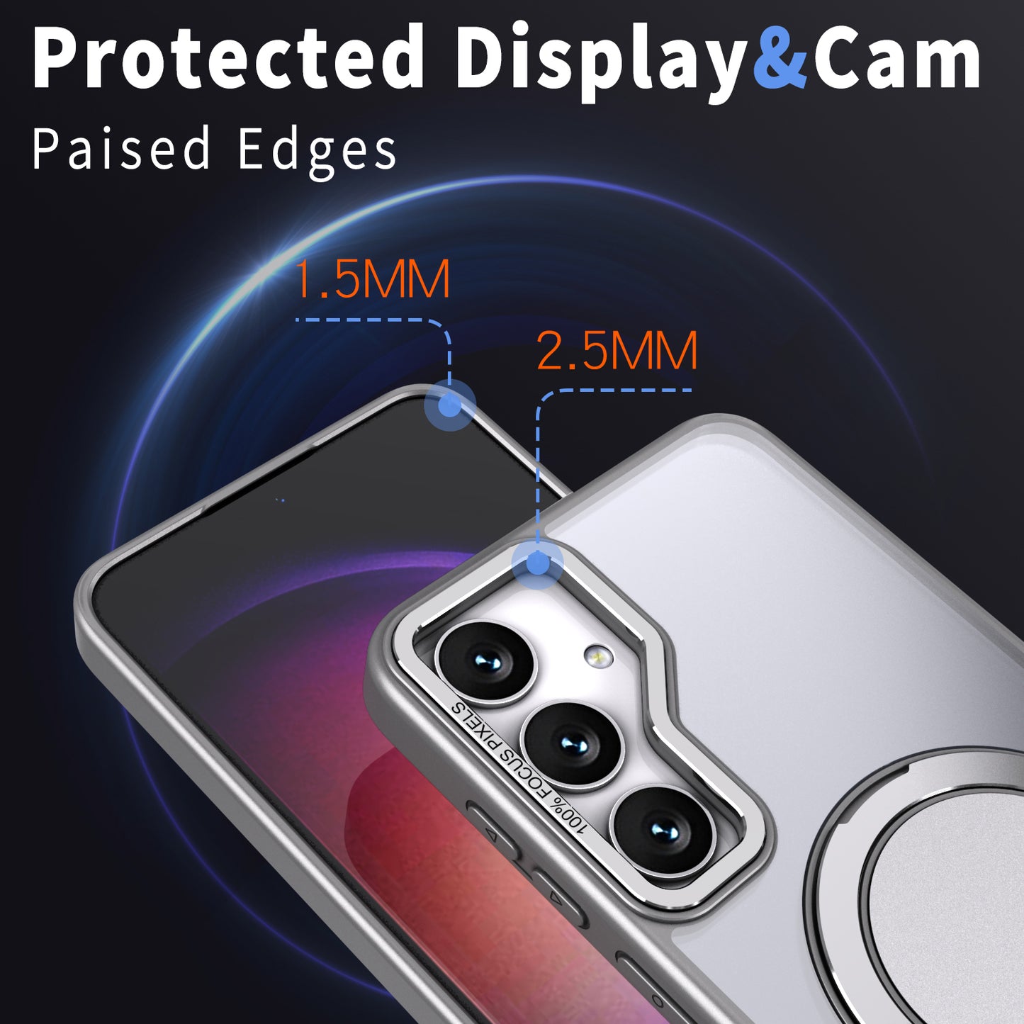 For Samsung Galaxy S24 Phone Case Ring Kickstand Magnetic Phone Cover - Titanium Grey