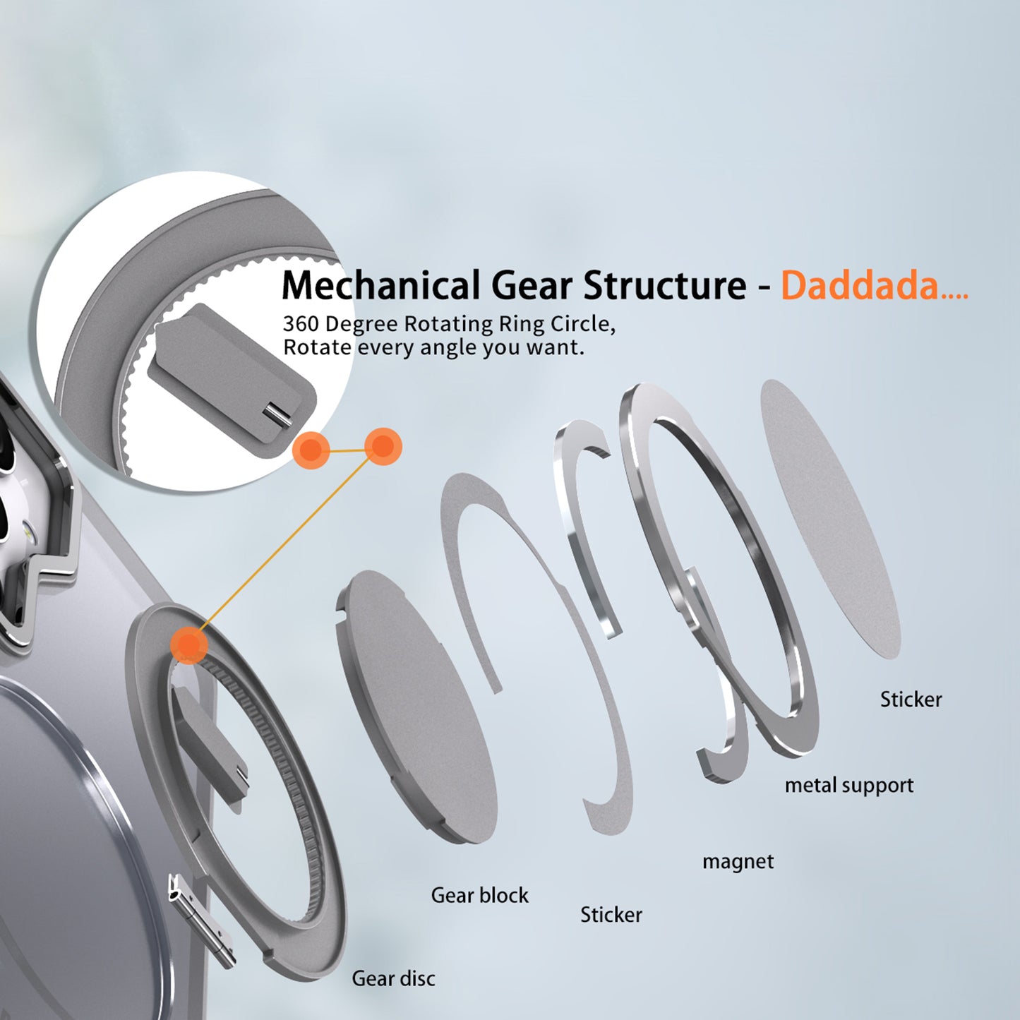 For Samsung Galaxy S24 Phone Case Ring Kickstand Magnetic Phone Cover - Titanium Grey
