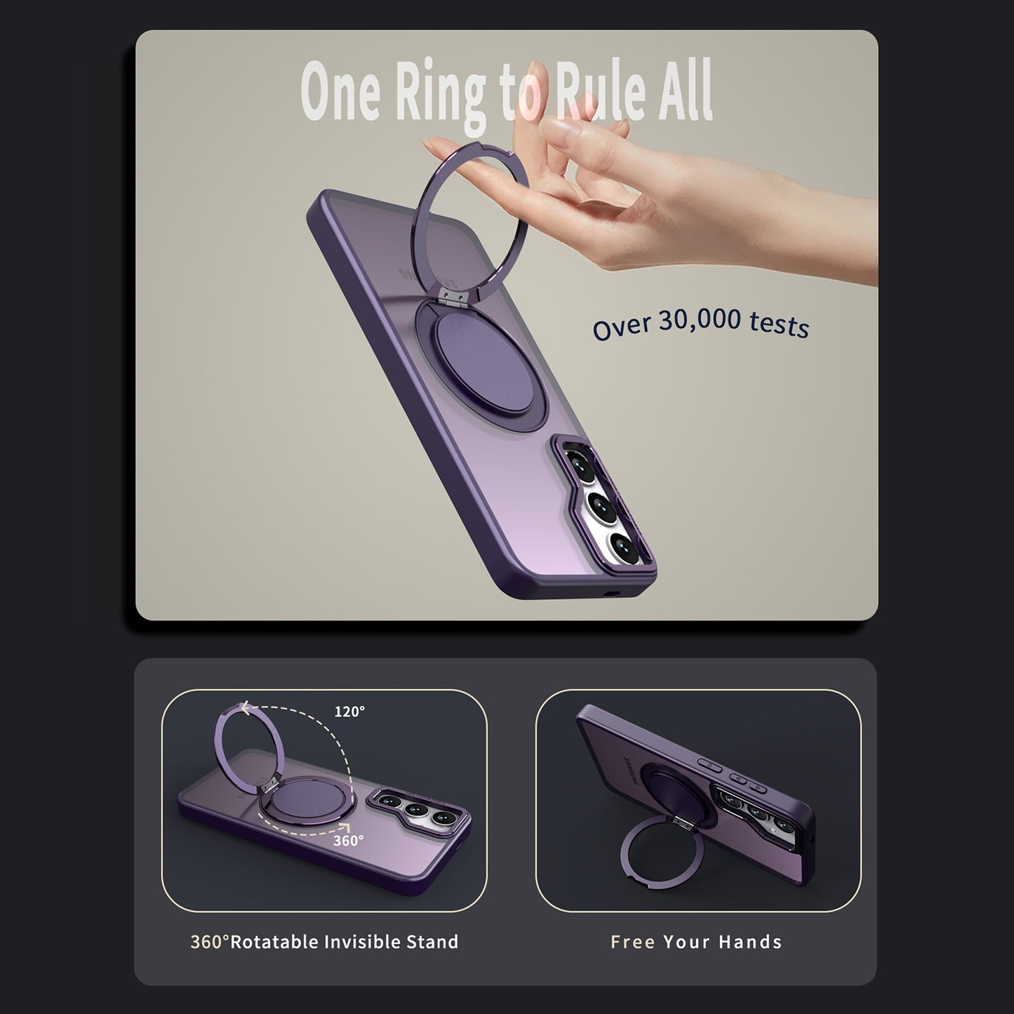 For Samsung Galaxy S24 Phone Case Ring Kickstand Magnetic Phone Cover - Purple