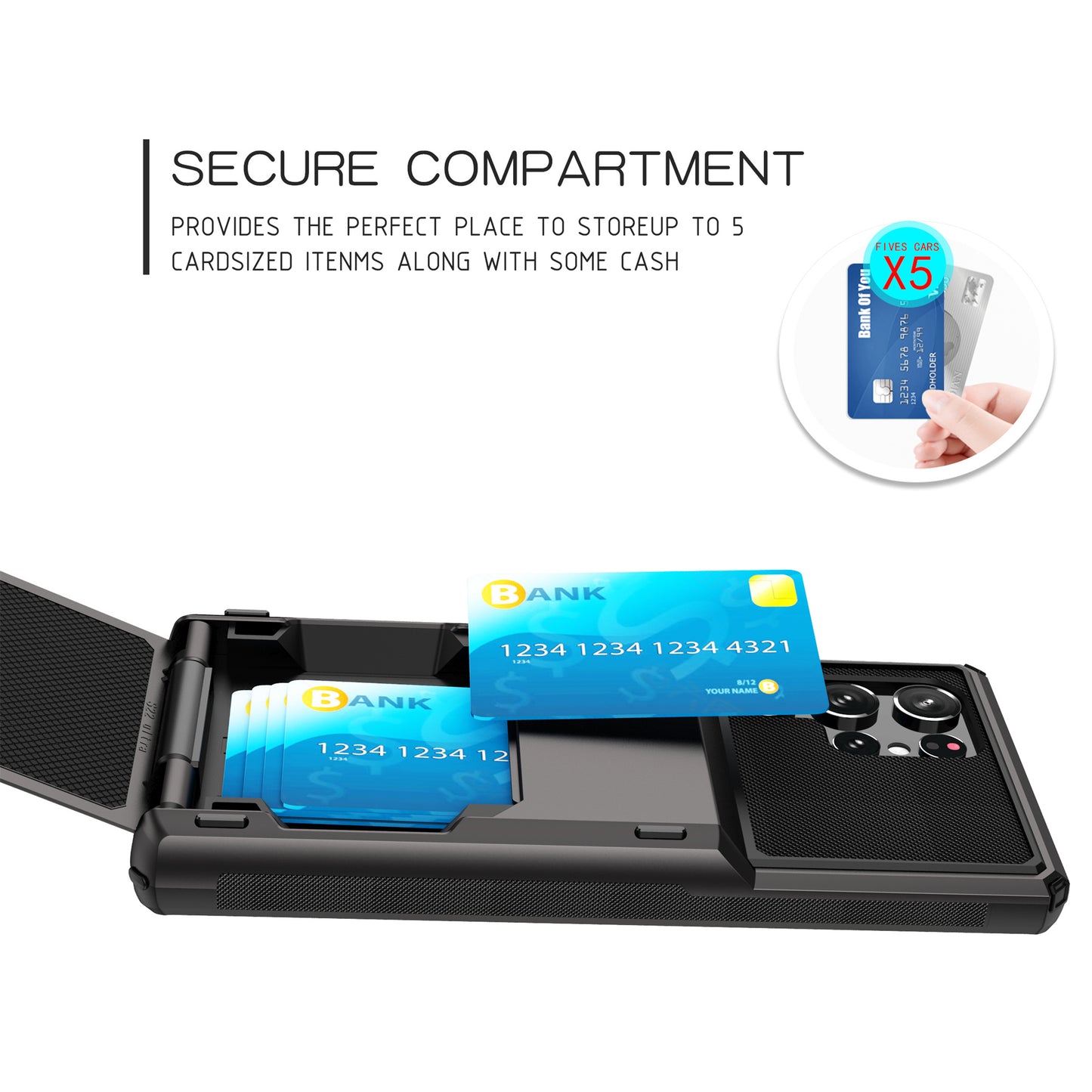 For Samsung Galaxy S24 Ultra Flip Card Holder Phone Case TPU+PC Cover - Grey