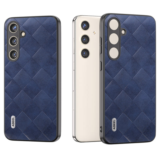 ABEEL For Samsung Galaxy S24+ Grid Texture Case PU Leather+TPU+PC Phone Cover - Blue