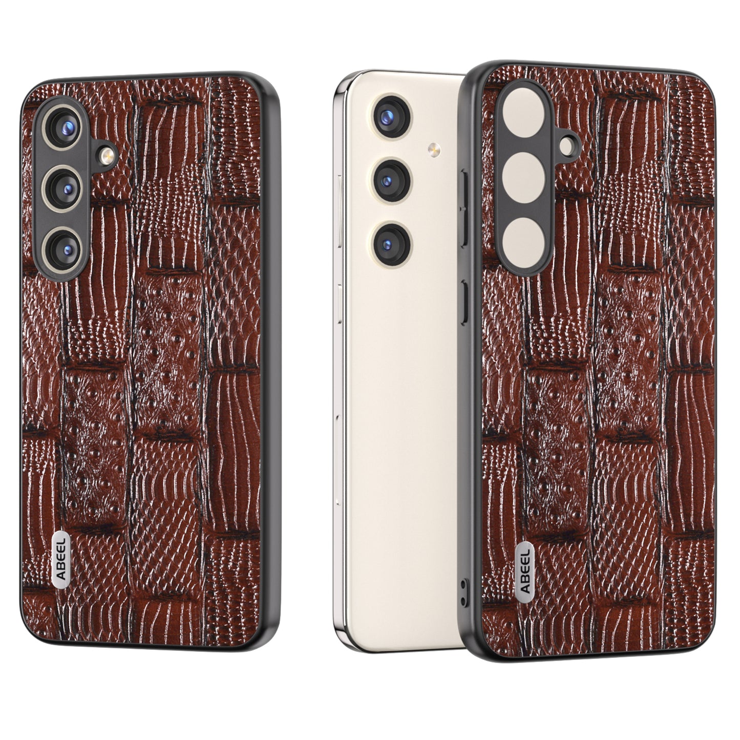 ABEEL For Samsung Galaxy S24+ Case Mahjong Texture Anti-Drop Protective Phone Cover - Brown