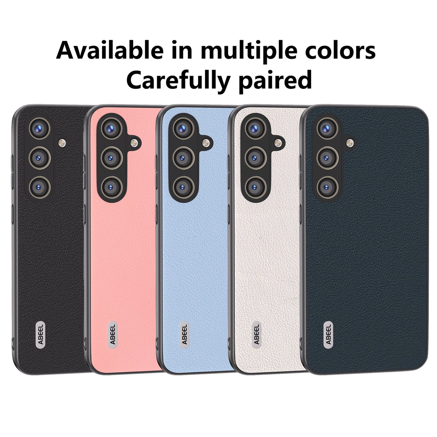 ABEEL For Samsung Galaxy S24+ Textured Phone Case Genuine Cow Leather Cover Non-Slip - Blackish Green