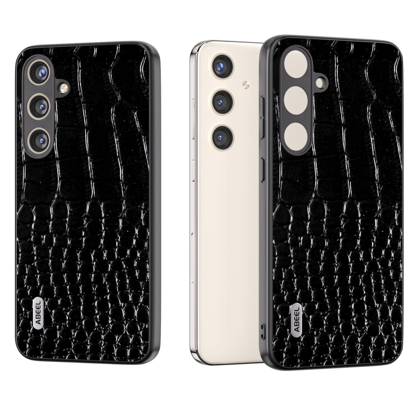 ABEEL For Samsung Galaxy S24 Crocodile Texture Phone Case Camera Protection Cover - Black