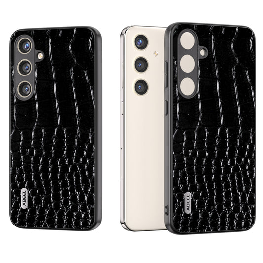 ABEEL For Samsung Galaxy S24 Crocodile Texture Phone Case Camera Protection Cover - Black