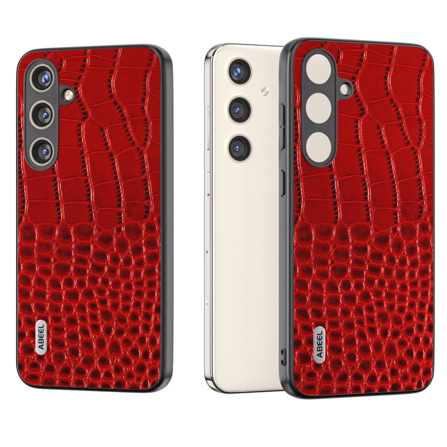 ABEEL For Samsung Galaxy S24 Crocodile Texture Phone Case Camera Protection Cover  - Red