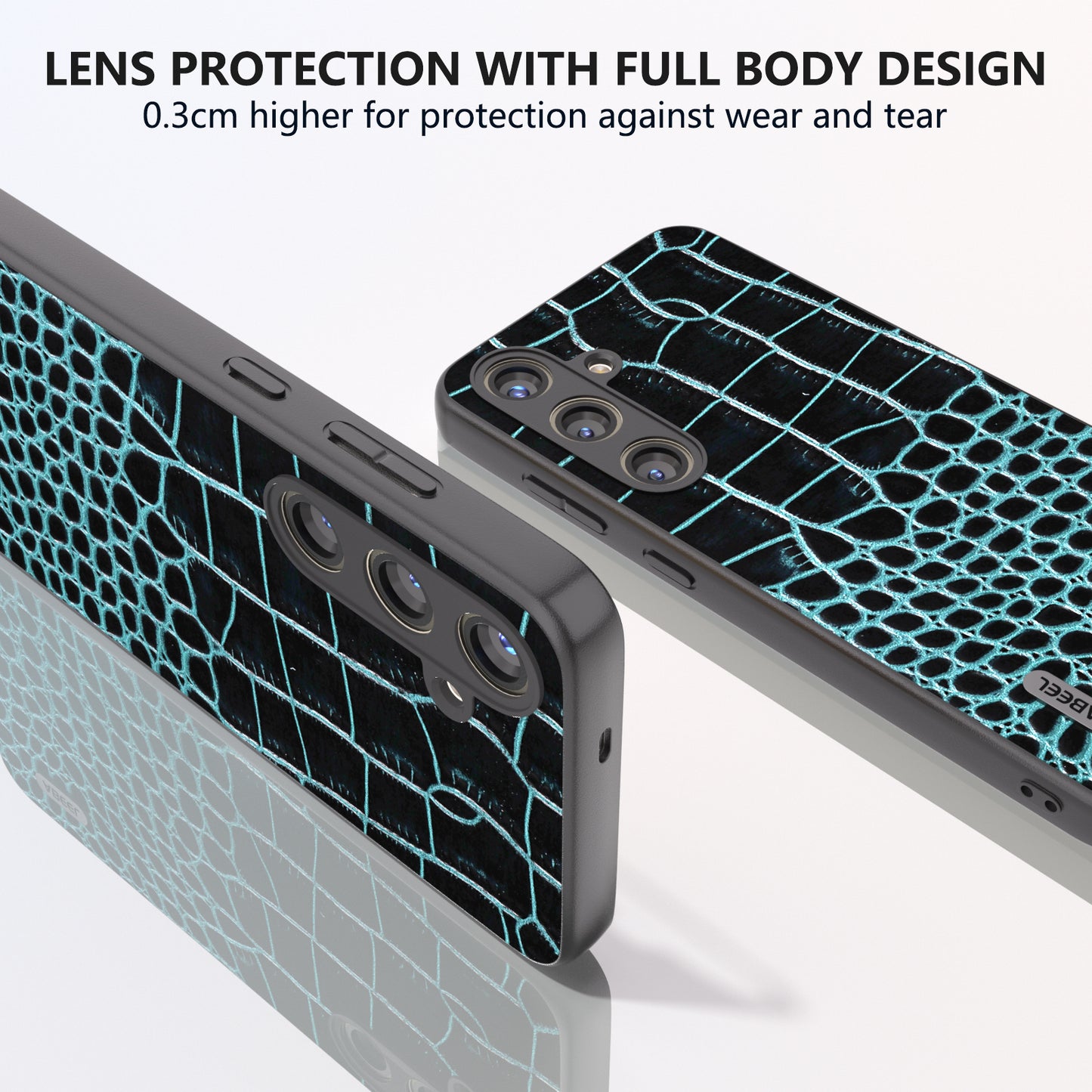 ABEEL For Samsung Galaxy S24 Crocodile Texture Phone Case Camera Protection Cover - Midnight Green