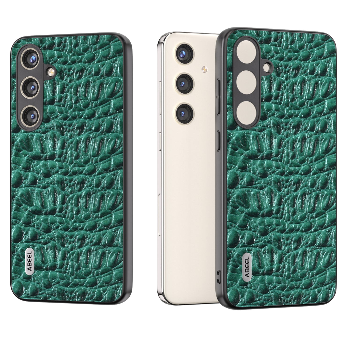 ABEEL For Samsung Galaxy S24 Slim Cover Genuine Cow Leather Back Case with Non-Slip Texture  - Green