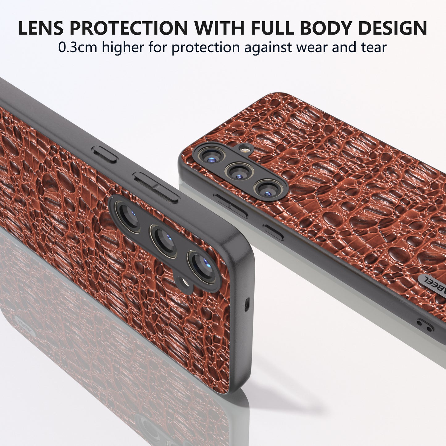 ABEEL For Samsung Galaxy S24 Slim Cover Genuine Cow Leather Back Case with Non-Slip Texture - Coffee