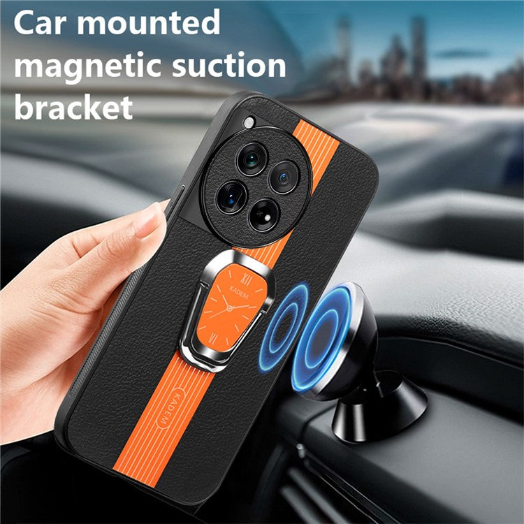 KADEM Kickstand Shell for OnePlus 12 5G , Cell Phone Cases Electroplating Back Cover - Orange
