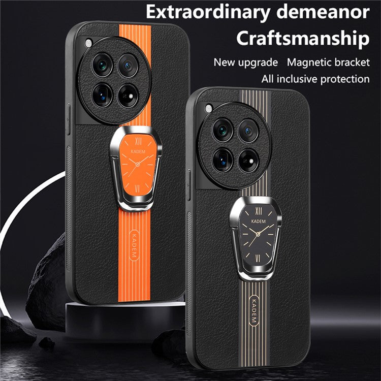 KADEM Kickstand Shell for OnePlus 12 5G , Cell Phone Cases Electroplating Back Cover - Orange