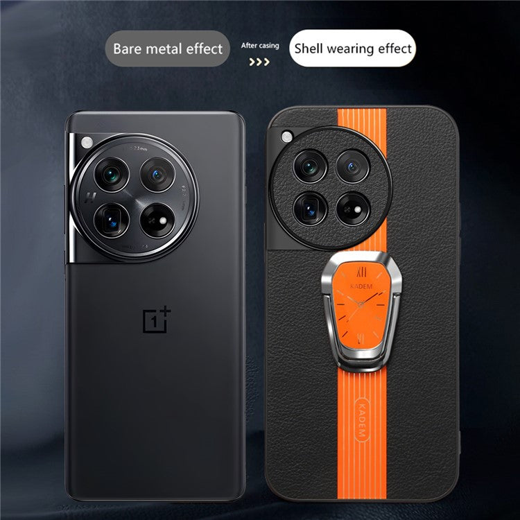 KADEM Kickstand Shell for OnePlus 12 5G , Cell Phone Cases Electroplating Back Cover - Orange