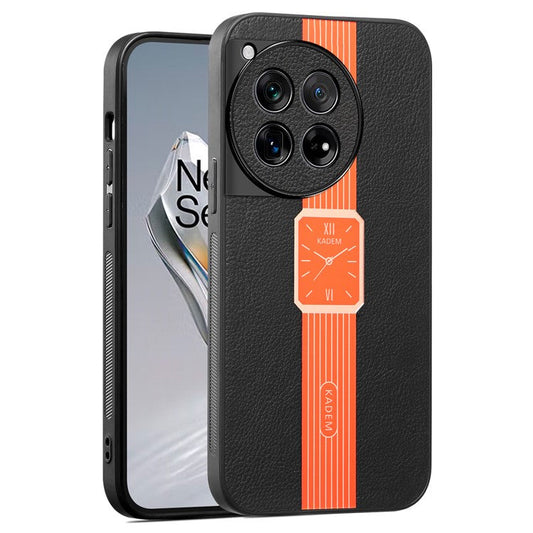 KADEM For OnePlus 12 5G Cover Anti-fall Acrylic+TPU+PU Cell Phone Case - Orange