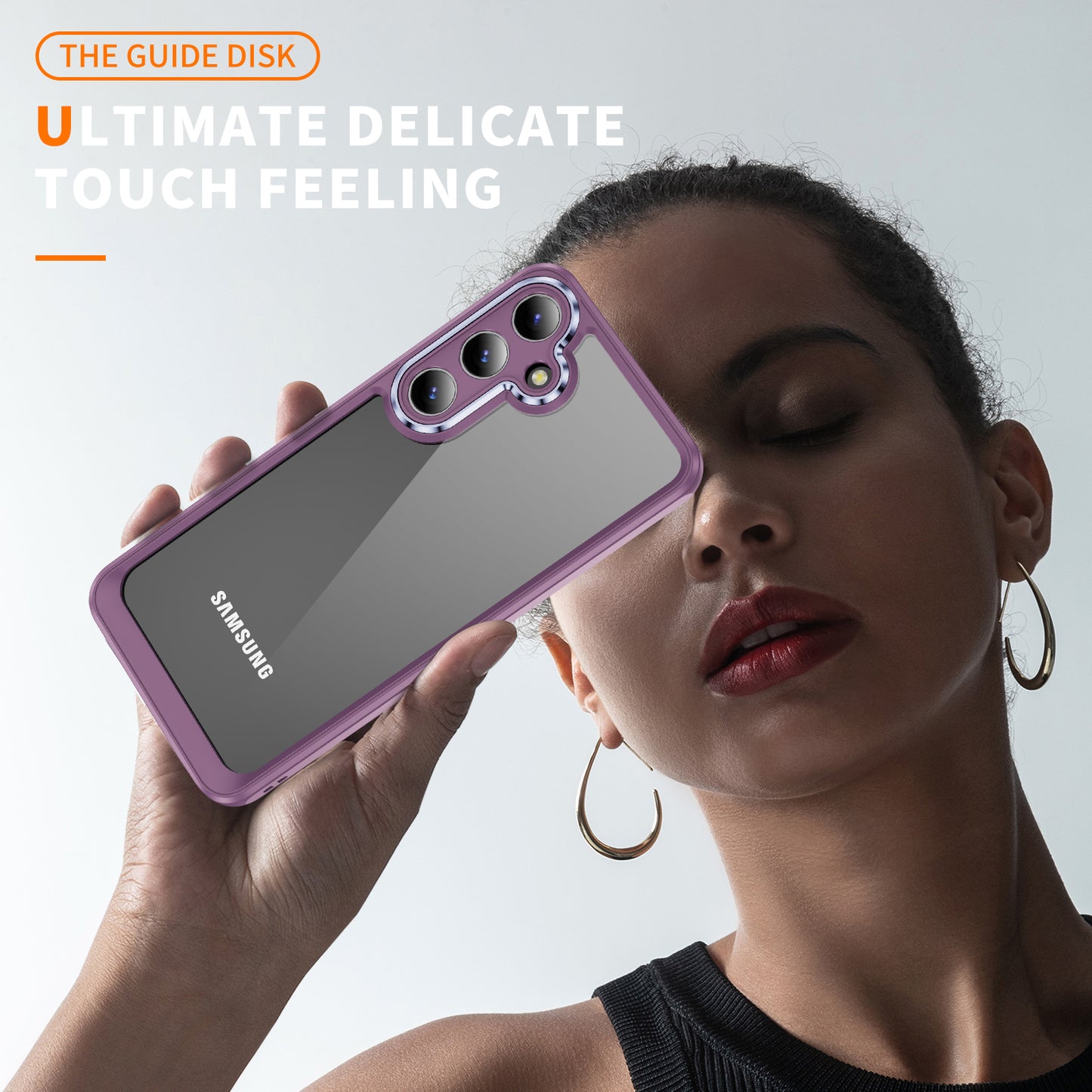 For Samsung Galaxy S24 TPU+Acrylic 2-in-1 Phone Case Metal Lens Frame Clear Cover - Light Purple