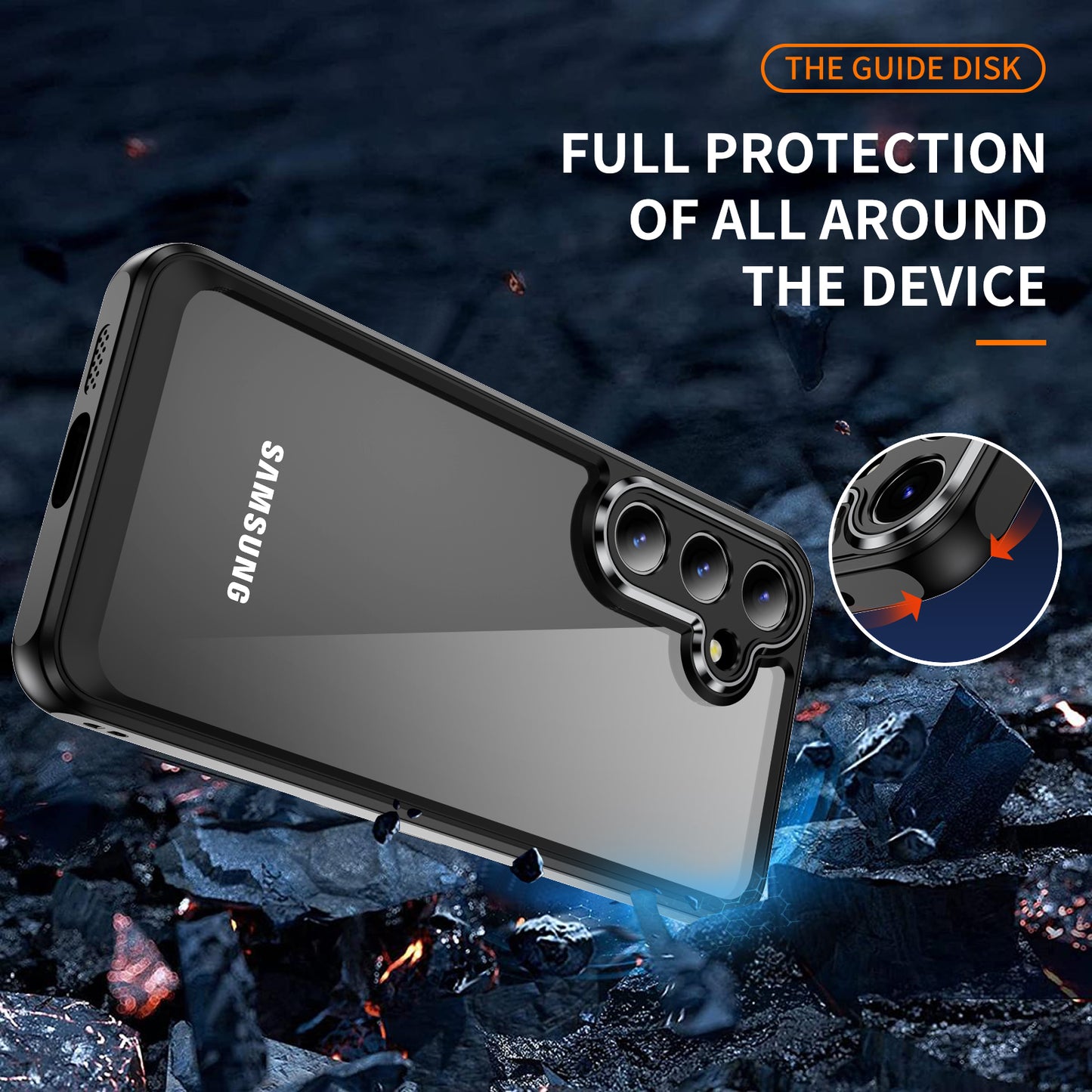 For Samsung Galaxy S24+ TPU+Acrylic Case Metal Lens Frame Ultra Transparent - Black