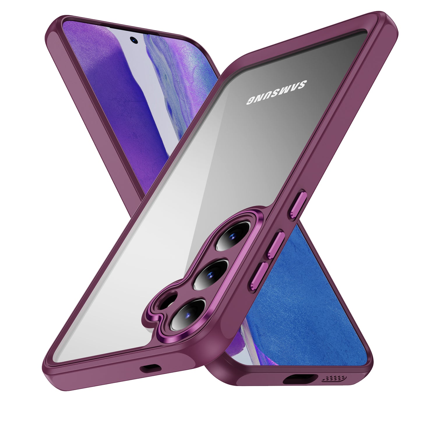 For Samsung Galaxy S24+ TPU+Acrylic Case Metal Lens Frame Ultra Transparent - Rose