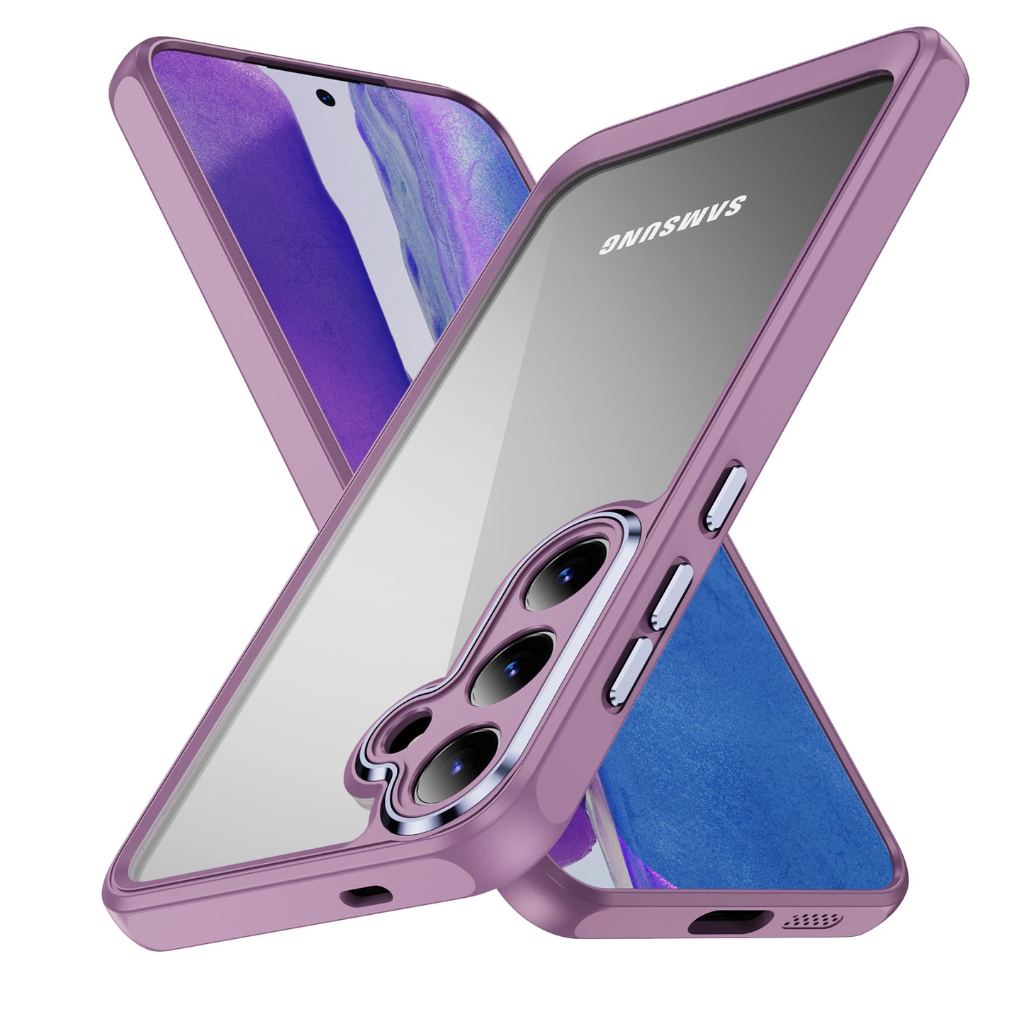 For Samsung Galaxy S24+ TPU+Acrylic Case Metal Lens Frame Ultra Transparent - Light Purple
