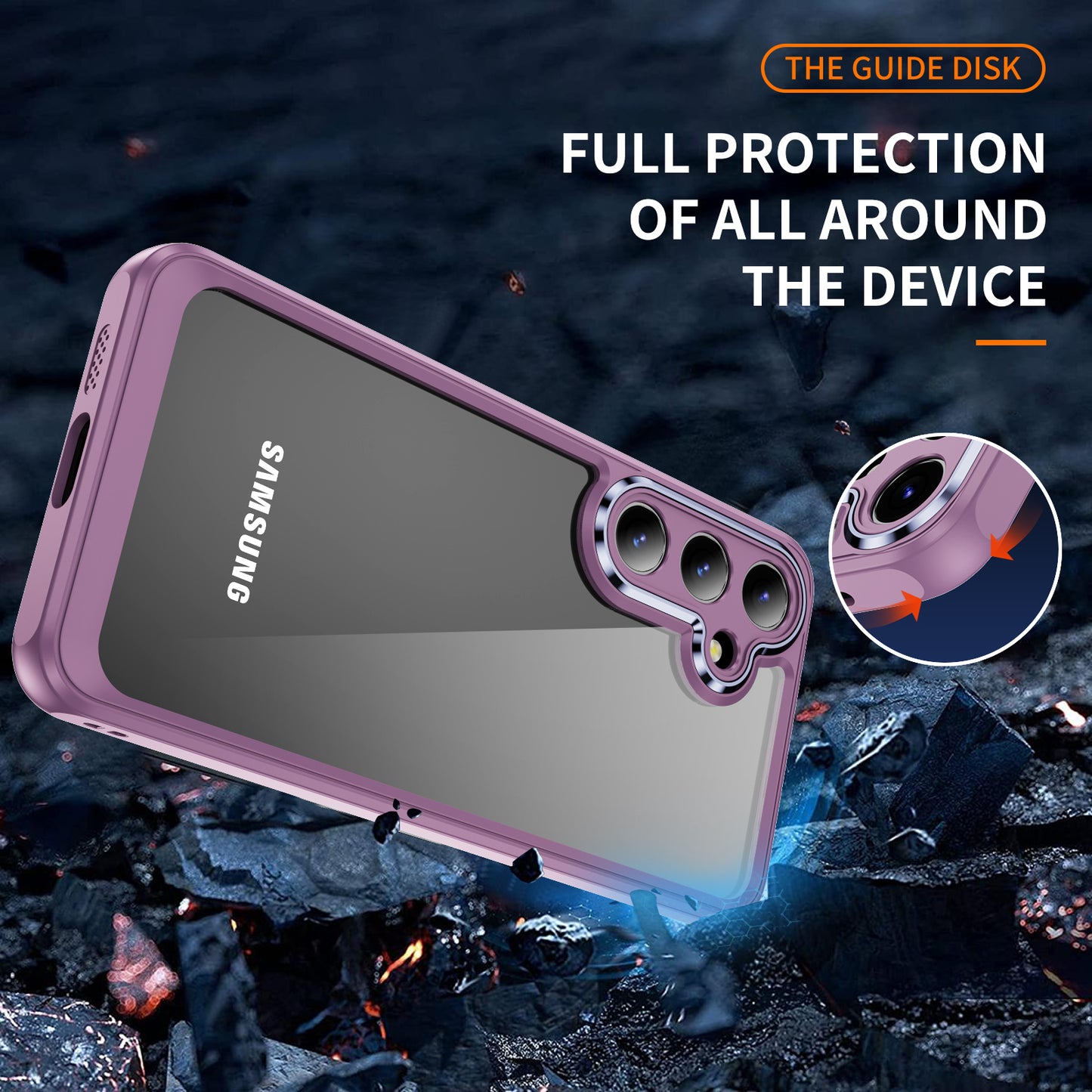For Samsung Galaxy S24+ TPU+Acrylic Case Metal Lens Frame Ultra Transparent - Light Purple