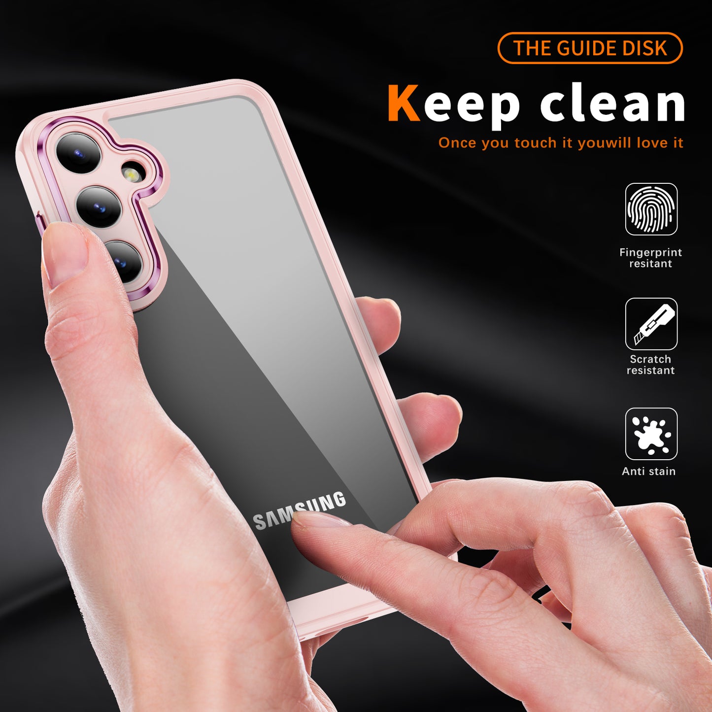 For Samsung Galaxy S24+ TPU+Acrylic Case Metal Lens Frame Ultra Transparent - Apricot