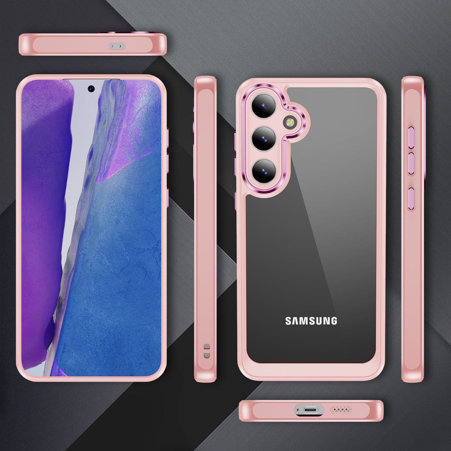 For Samsung Galaxy S24+ TPU+Acrylic Case Metal Lens Frame Ultra Transparent - Apricot