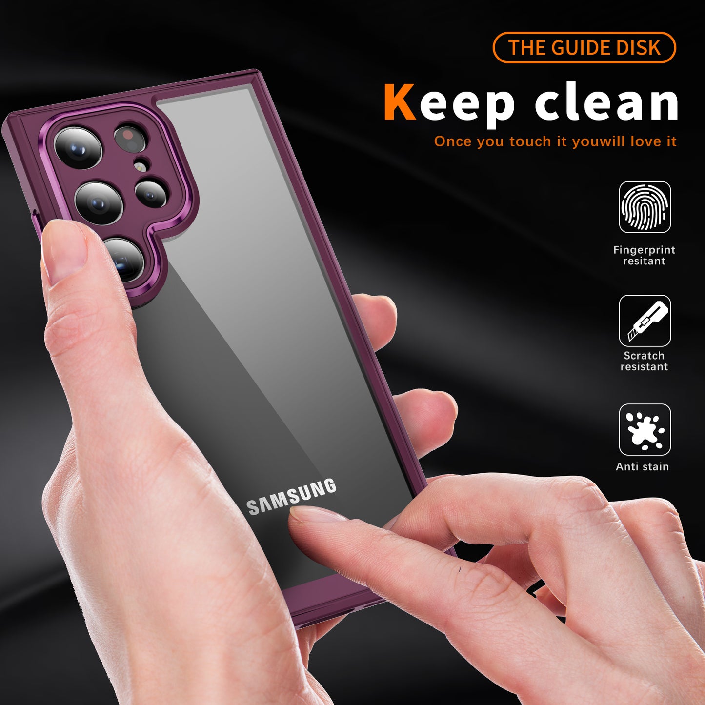 For Samsung Galaxy S24 Ultra Case TPU+Acrylic Clear Phone Cover Metal Lens Frame - Rose