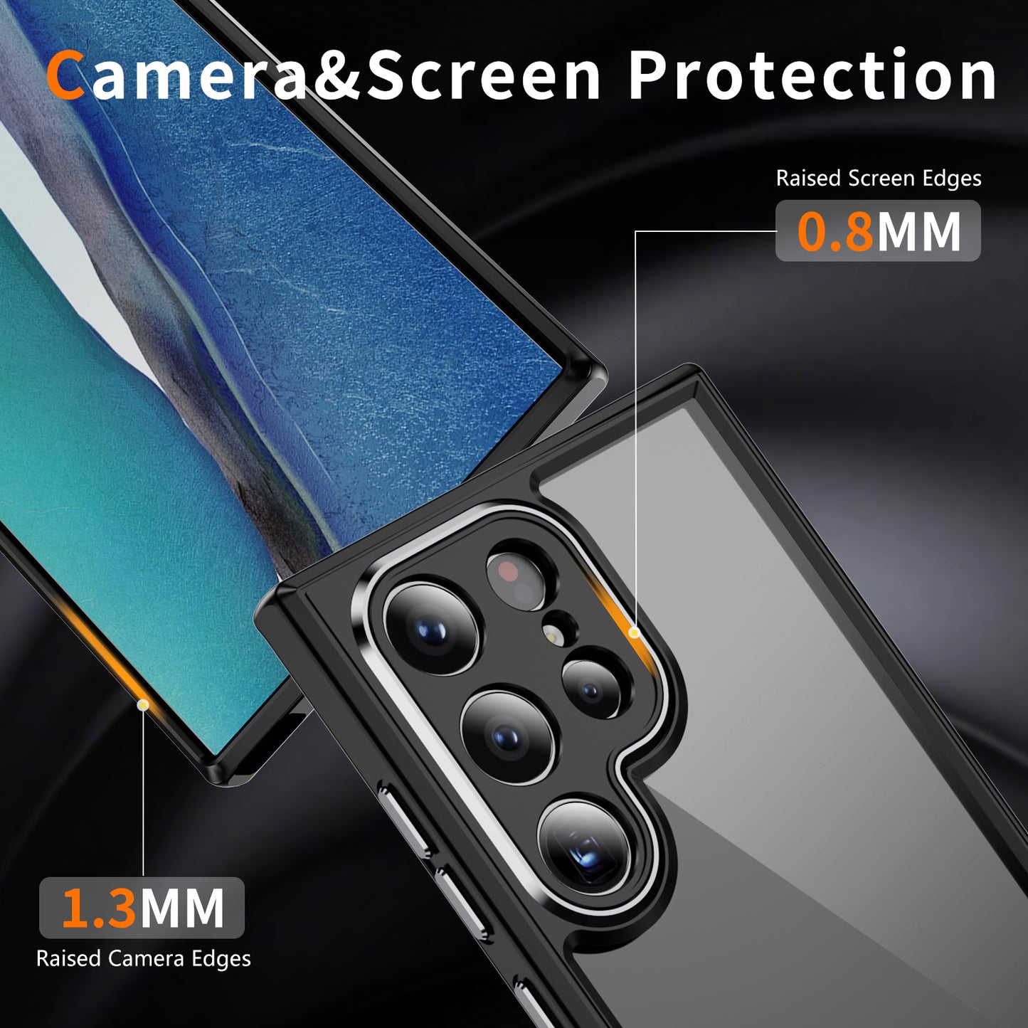 For Samsung Galaxy S24 Ultra Case TPU+Acrylic Clear Phone Cover Metal Lens Frame - Black