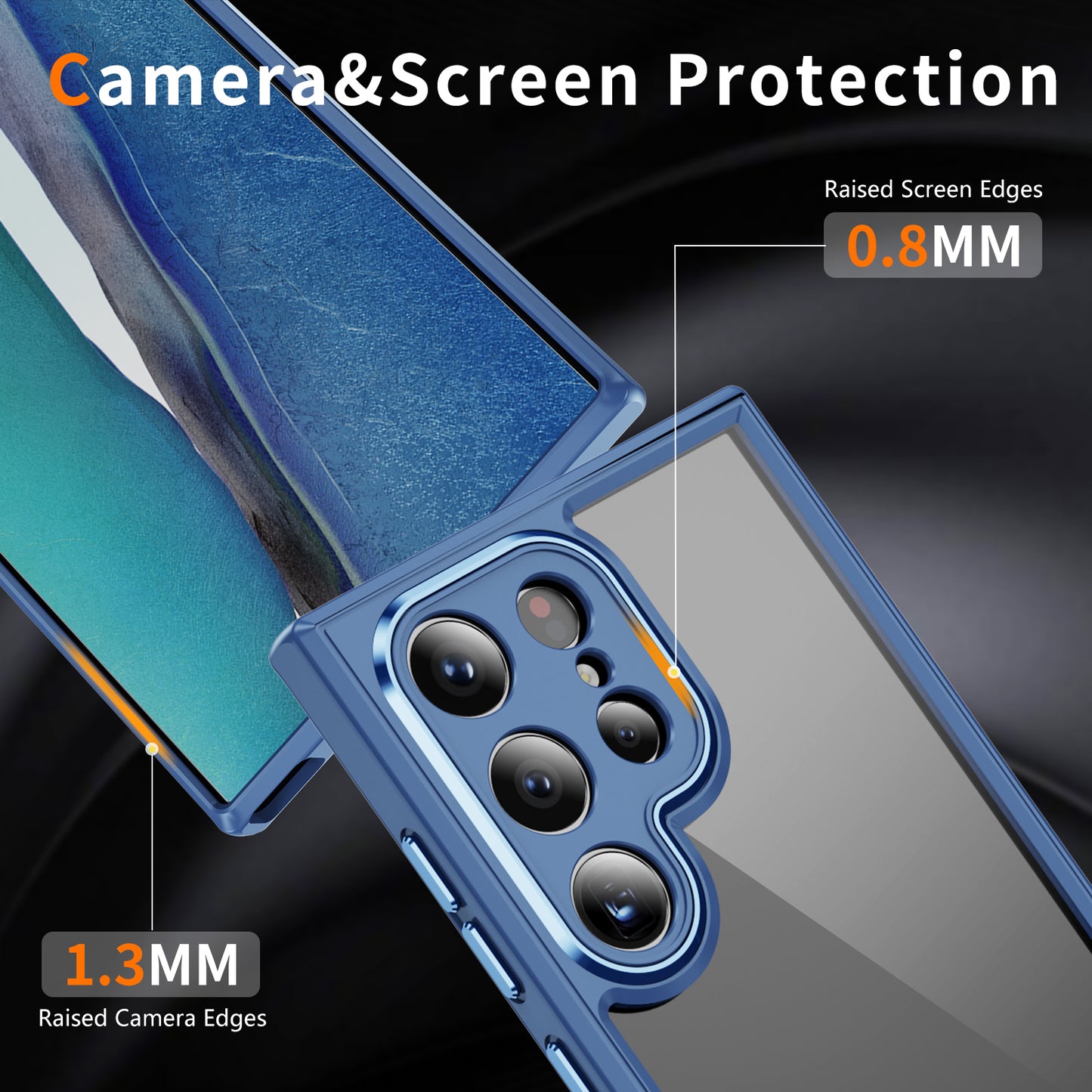 For Samsung Galaxy S24 Ultra Case TPU+Acrylic Clear Phone Cover Metal Lens Frame - Blue