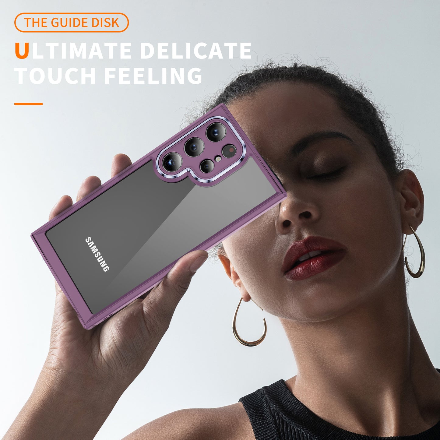 For Samsung Galaxy S24 Ultra Case TPU+Acrylic Clear Phone Cover Metal Lens Frame - Light Purple
