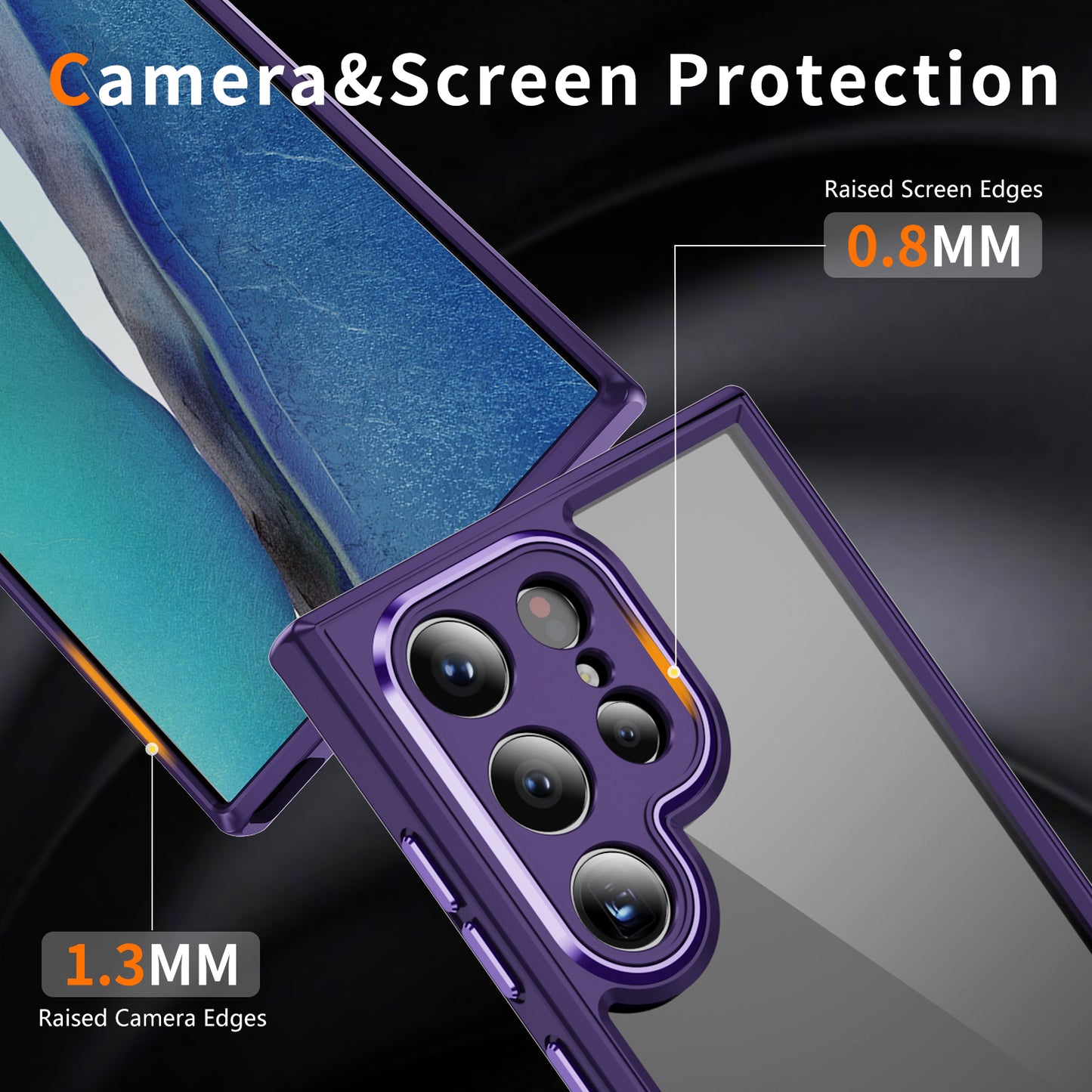For Samsung Galaxy S24 Ultra Case TPU+Acrylic Clear Phone Cover Metal Lens Frame - Dark Purple