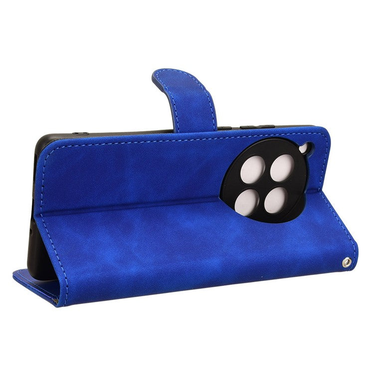 For OnePlus 12 5G Skin-Feel Leather Flip Case Wallet Stand Phone Cover - Blue