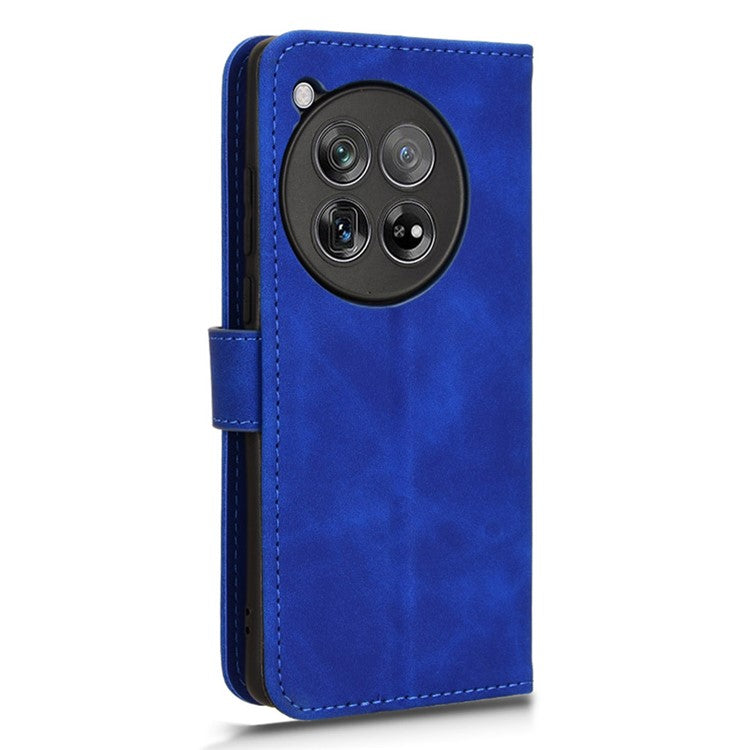 For OnePlus 12 5G Skin-Feel Leather Flip Case Wallet Stand Phone Cover - Blue