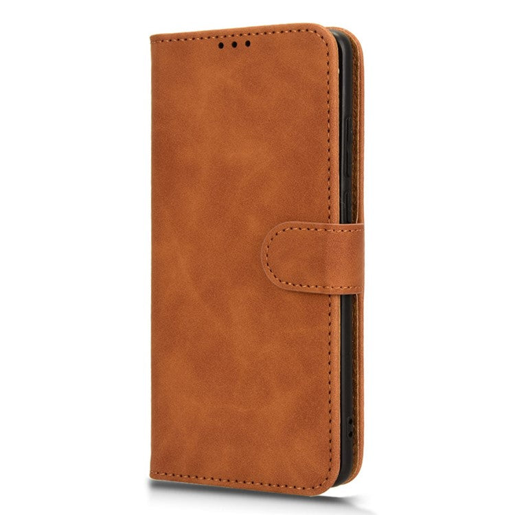 For OnePlus 12 5G Skin-Feel Leather Flip Case Wallet Stand Phone Cover - Brown