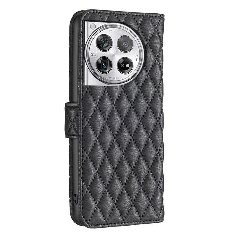 BINFEN COLOR BF Style-14 For OnePlus 12 5G Case Stand PU Leather Wallet Flip Cover Protector - Black