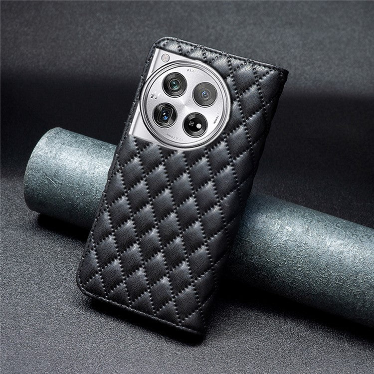 BINFEN COLOR BF Style-14 For OnePlus 12 5G Case Stand PU Leather Wallet Flip Cover Protector - Black