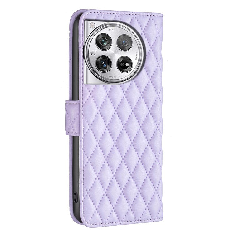BINFEN COLOR BF Style-14 For OnePlus 12 5G Case Stand PU Leather Wallet Flip Cover Protector - Purple