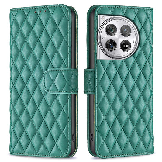 BINFEN COLOR BF Style-14 For OnePlus 12 5G Case Stand PU Leather Wallet Flip Cover Protector - Green