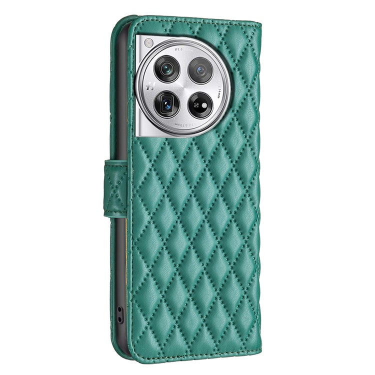 BINFEN COLOR BF Style-14 For OnePlus 12 5G Case Stand PU Leather Wallet Flip Cover Protector - Green