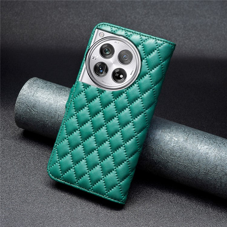 BINFEN COLOR BF Style-14 For OnePlus 12 5G Case Stand PU Leather Wallet Flip Cover Protector - Green