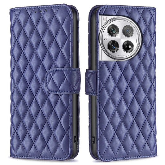 BINFEN COLOR BF Style-14 For OnePlus 12 5G Case Stand PU Leather Wallet Flip Cover Protector - Blue