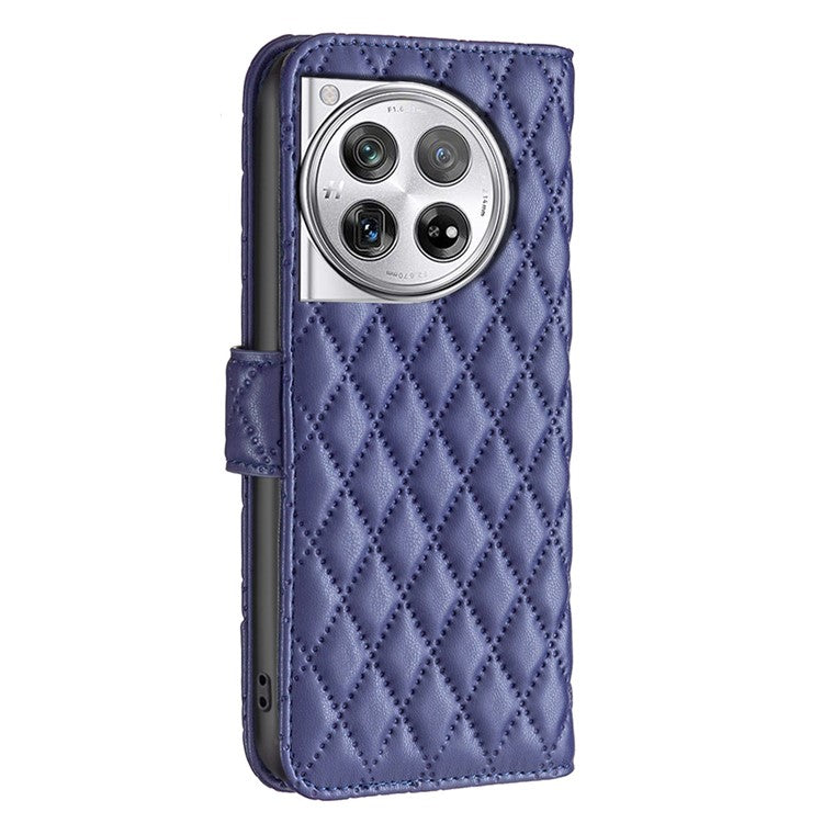 BINFEN COLOR BF Style-14 For OnePlus 12 5G Case Stand PU Leather Wallet Flip Cover Protector - Blue