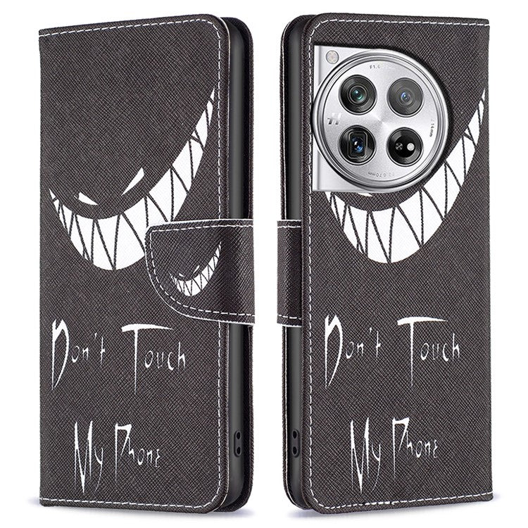 For OnePlus 12 5G Wallet Case Stand Pattern Printing PU Leather Phone Cover Protector - Don't Touch My Phone