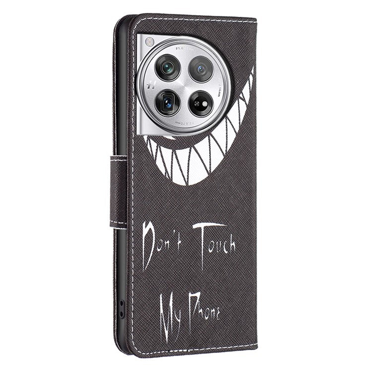 For OnePlus 12 5G Wallet Case Stand Pattern Printing PU Leather Phone Cover Protector - Don't Touch My Phone
