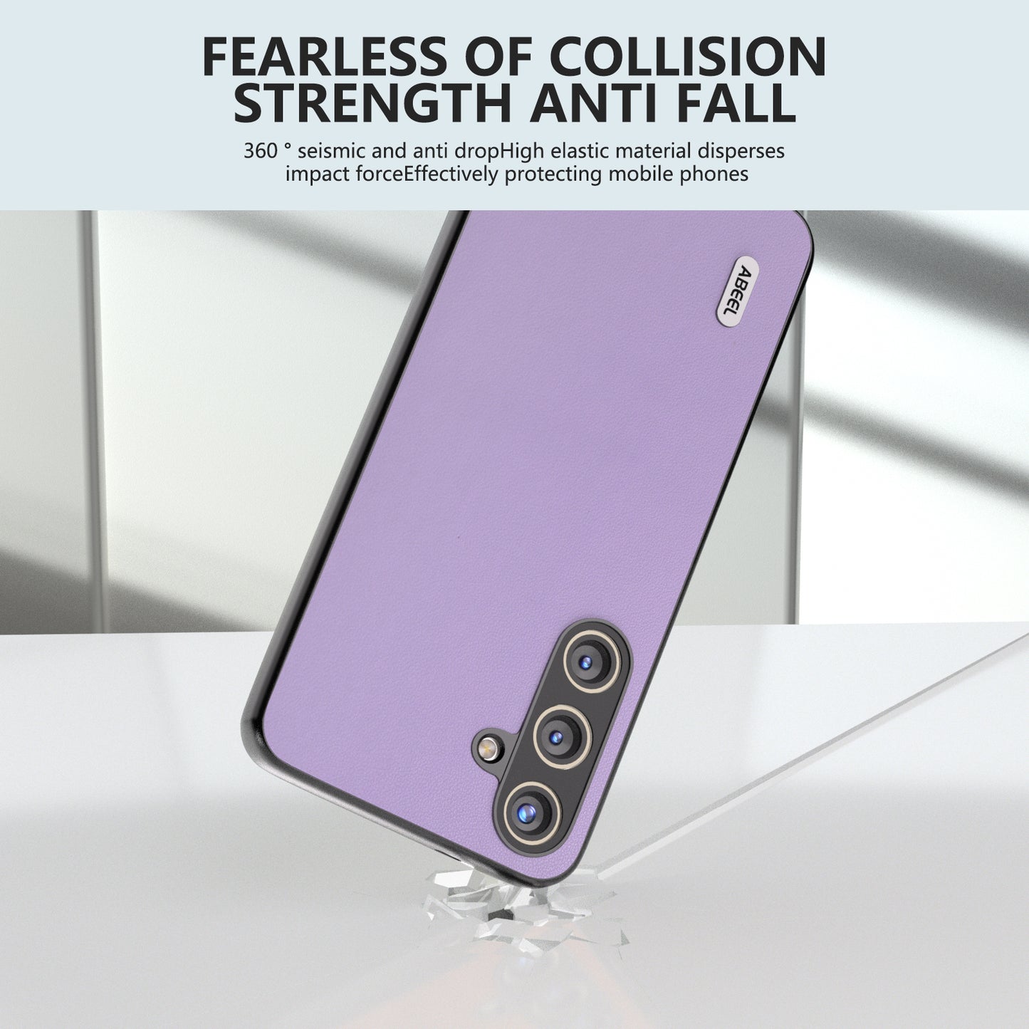 ABEEL For Samsung Galaxy S24+ Case Scratch-proof PU Leather+PC Phone Back Protector - Purple