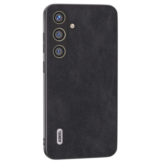 ABEEL For Samsung Galaxy S24 Case Scratch-proof PU Leather Coated PC Phone Back Cover - Black
