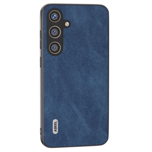 ABEEL For Samsung Galaxy S24 Case Scratch-proof PU Leather Coated PC Phone Back Cover - Blue