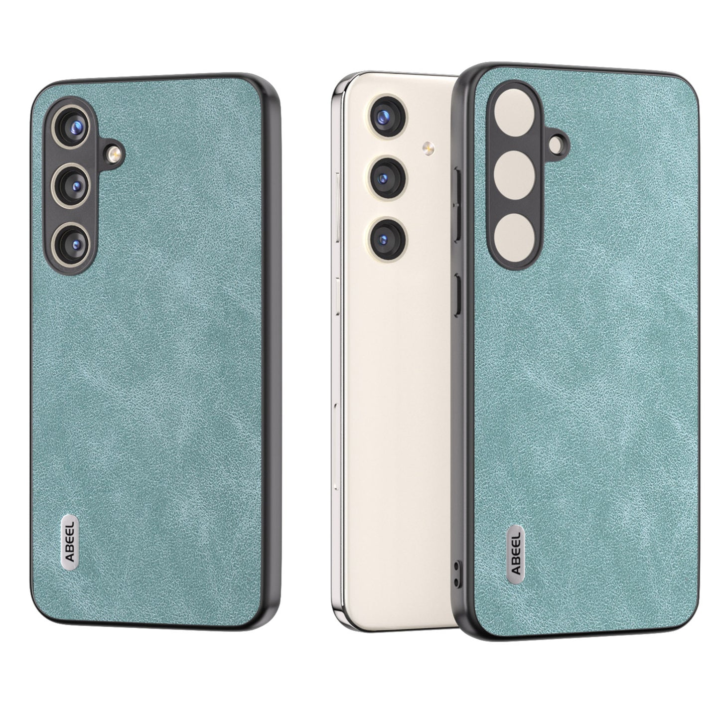 ABEEL For Samsung Galaxy S24+ Cell Phone Case PU Leather Coated PC Drop-resistant Protective Shell - Baby Blue