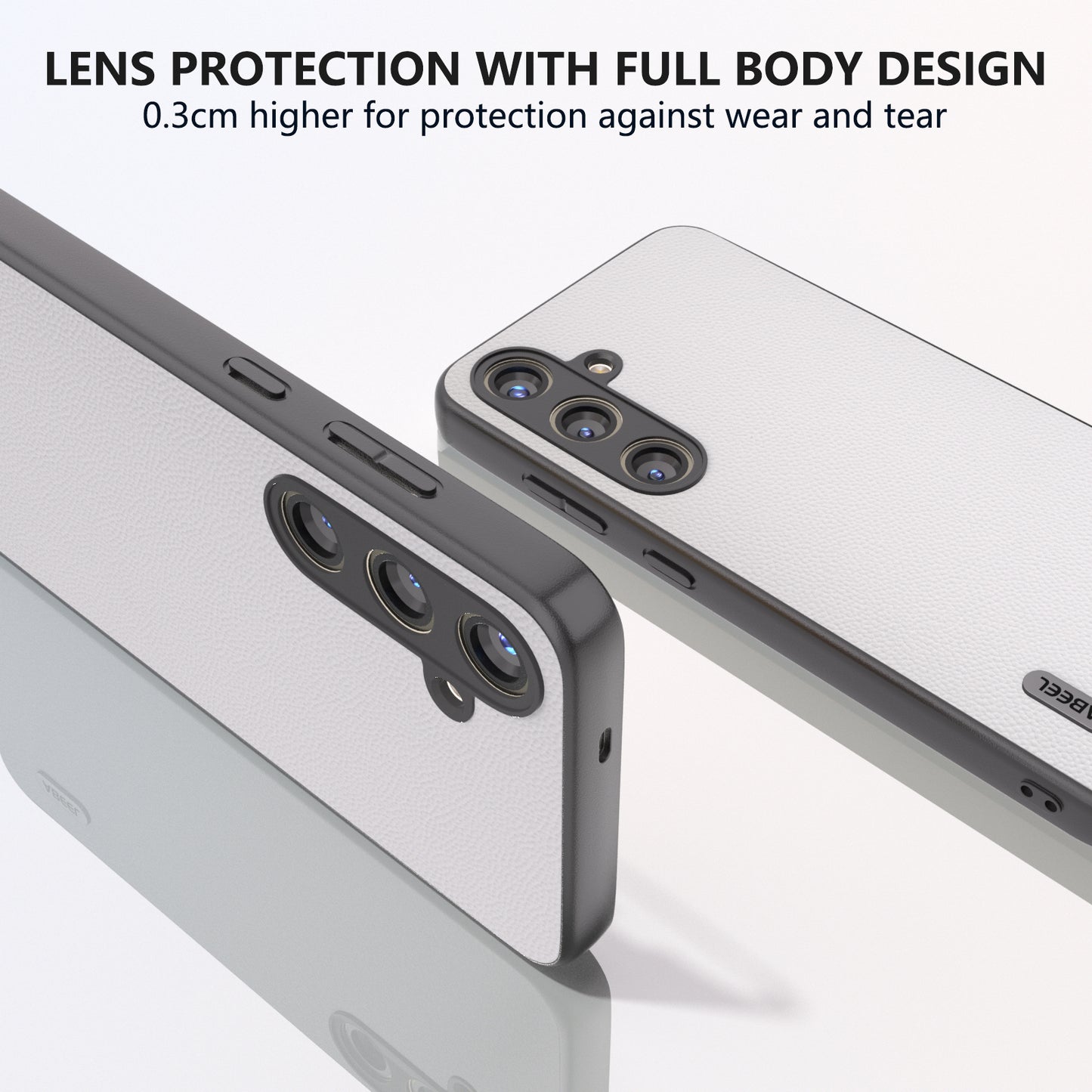 ABEEL For Samsung Galaxy S24+ Case Genuine Cow Leather+PC Scratch-resistant Smart Phone Shell  - White