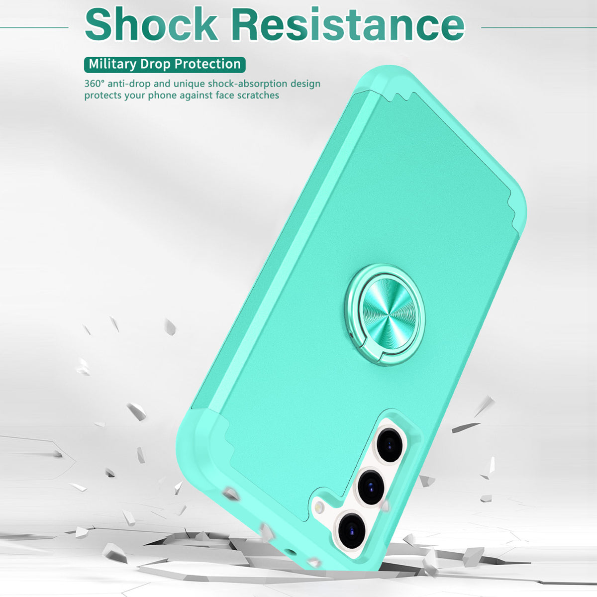 For Samsung Galaxy S24+ Hybrid Case PC+TPU Phone Back Cover Protector with Kickstand - Mint Green